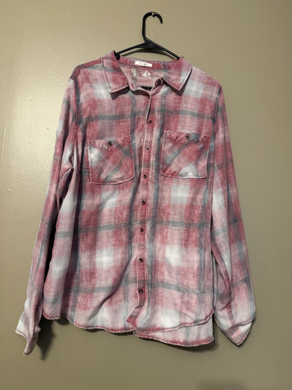 Women’s Red Plaid Button-Up Shirt - Casual Long Sleeve